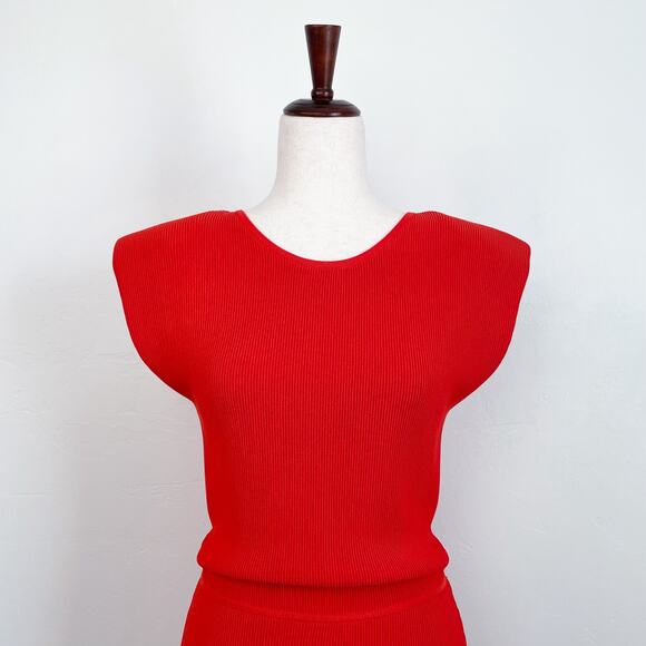 AS by DF Ava Rib Knit Shoulder Pad Midi Dress - Picture 5 of 12